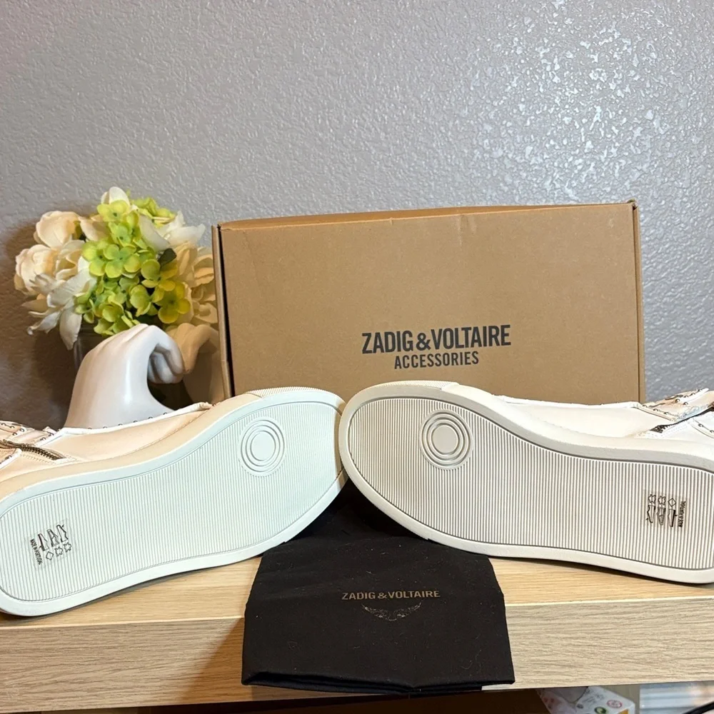 Zadig & Voltaire White Studded Leather High-Tops- 8 - Picture 8 of 13